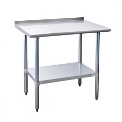 36 in. x 24 in. Stainless Steel Commercial NSF Prep and Work Kitchen Utility Table with Bottom Shelf and Backsplash by ANGELES HOME