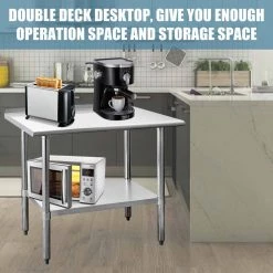 36 in. x 24 in. Stainless Steel Commercial NSF Prep and Work Kitchen Utility Table with Bottom Shelf and Backsplash by ANGELES HOME -Sorbus Sales Store silver angeles home kitchen prep tables m293 89241kt fa 1000