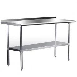 60 in. x 24 in. Stainless Steel Commercial NSF Prep and Work Kitchen Utility Table with Bottom Shelf and Backsplash by ANGELES HOME