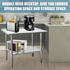 60 in. x 24 in. Stainless Steel Commercial NSF Prep and Work Kitchen Utility Table with Bottom Shelf and Backsplash by ANGELES HOME -Sorbus Sales Store silver angeles home kitchen prep tables m297 89241kt fa 1000
