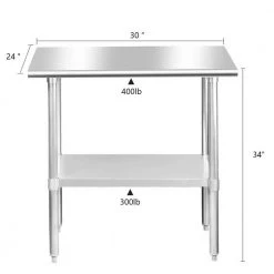 30 in. x 24 in. Stainless Steel Commercial NSF Prep and Work Kitchen Utility Table with Bottom Shelf by ANGELES HOME -Sorbus Sales Store silver angeles home kitchen prep tables m38 89241kt c3 1000