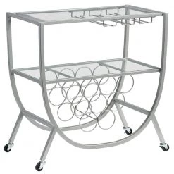 29.25 x 16 x 29.75 in Arched Metal FirsTime & Co. Silver Catalina Bar Cart
