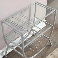 29.25 x 16 x 29.75 in Arched Metal FirsTime & Co. Silver Catalina Bar Cart -Sorbus Sales Store silver firstime co bar carts 70492 c3 1000