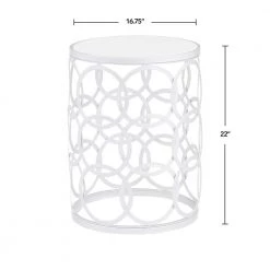 16.75 in. x 16.75 in. x 22 in. Round Metal Silver Interlocking Circles Marblized Table by FirsTime & Co. -Sorbus Sales Store silver firstime co end side tables 70308 1f 1000