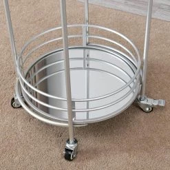 16 in. x 16 in. x 33.5 in. Silver Round Metal Joliet Round Bar Cart by FirsTime & Co. -Sorbus Sales Store silver mirror firstime co bar carts 70274 c3 1000