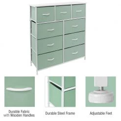 39.5 in. L x 11.5 in. W x 39.5 in. H 9-Drawer Teal Dresser with Steel Frame Wood Top Easy Pull Fabric Bins by Sorbus -Sorbus Sales Store teal sorbus kids dressers drw 9d tl 1f 1000