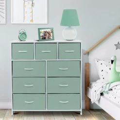 39.5 in. L x 11.5 in. W x 39.5 in. H 9-Drawer Teal Dresser with Steel Frame Wood Top Easy Pull Fabric Bins by Sorbus -Sorbus Sales Store teal sorbus kids dressers drw 9d tl 31 1000