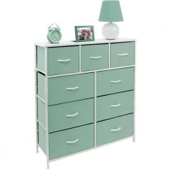 39.5 in. L x 11.5 in. W x 39.5 in. H 9-Drawer Teal Dresser with Steel Frame Wood Top Easy Pull Fabric Bins by Sorbus -Sorbus Sales Store teal sorbus kids dressers drw 9d tl 44 1000