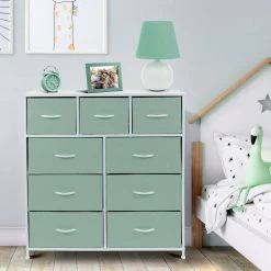 39.5 in. L x 11.5 in. W x 39.5 in. H 9-Drawer Teal Dresser with Steel Frame Wood Top Easy Pull Fabric Bins by Sorbus -Sorbus Sales Store teal sorbus kids dressers drw 9d tl c3 1000