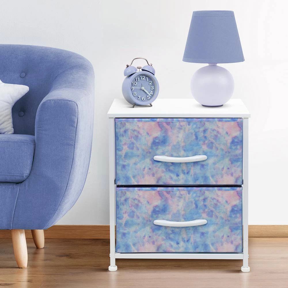 Nightstand 2-Drawer Tie-Dye Blue Dresser 11.87 in. D x 17.75 in. W x 20 in. H by Sorbus 7 Nightstand 2-Drawer Tie-Dye Blue Dresser 11.87 in. D x 17.75 in. W x 20 in. H by Sorbus - Image 5