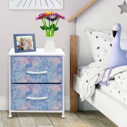 Nightstand 2-Drawer Tie-Dye Blue Dresser 11.87 in. D x 17.75 in. W x 20 in. H by Sorbus 15 Nightstand 2-Drawer Tie-Dye Blue Dresser 11.87 in. D x 17.75 in. W x 20 in. H by Sorbus -Sorbus Sales Store tie dye blue sorbus dressers drw 2d tid 31 1000