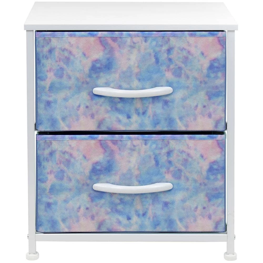 Nightstand 2-Drawer Tie-Dye Blue Dresser 11.87 in. D x 17.75 in. W x 20 in. H by Sorbus 5 Nightstand 2-Drawer Tie-Dye Blue Dresser 11.87 in. D x 17.75 in. W x 20 in. H by Sorbus - Image 3