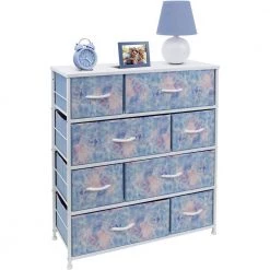 11.5 in. L x 34 in. W x 36 in. H 8-Drawer Tie dye Blue Dresser Steel Frame Wood Top Easy Pull Fabric Bins by Sorbus -Sorbus Sales Store tie dye blue sorbus kids dressers drw 8d tid 4f 1000