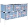 11.87 in. L x 39.5 in. W x 24.62 in. H 5-Drawer Tie dye Blue Dresser Steel Frame Wood Top Easy Pull Fabric Bins by Sorbus -Sorbus Sales Store tie dye blue sorbus kids dressers drw cu5 tid 64 1000