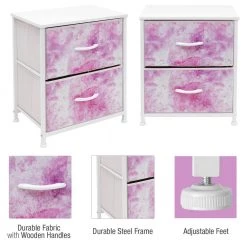 Nightstand 2-Drawer Tie-Dye Pink Dresser 11.87 in. D x 17.75 in. W x 20 in. H by Sorbus -Sorbus Sales Store tie dye pink sorbus dressers drw 2d tid2 44 1000