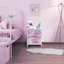 Nightstand 2-Drawer Tie-Dye Pink Dresser 11.87 in. D x 17.75 in. W x 20 in. H by Sorbus -Sorbus Sales Store tie dye pink sorbus dressers drw 2d tid2 4f 1000