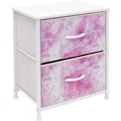 Nightstand 2-Drawer Tie-Dye Pink Dresser 11.87 in. D x 17.75 in. W x 20 in. H by Sorbus