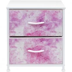 Nightstand 2-Drawer Tie-Dye Pink Dresser 11.87 in. D x 17.75 in. W x 20 in. H by Sorbus -Sorbus Sales Store tie dye pink sorbus dressers drw 2d tid2 c3 1000