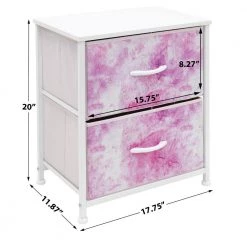 Nightstand 2-Drawer Tie-Dye Pink Dresser 11.87 in. D x 17.75 in. W x 20 in. H by Sorbus -Sorbus Sales Store tie dye pink sorbus dressers drw 2d tid2 fa 1000