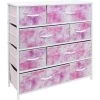 11.5 in. L x 34 in. W x 36 in. H 8-Drawer Tie Dye Pink Dresser Steel Frame Wood Top Easy Pull Fabric Bins by Sorbus -Sorbus Sales Store tie dye pink sorbus kids dressers drw 8d tid2 64 1000