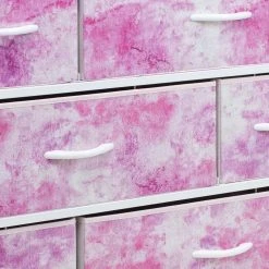 11.5 in. L x 34 in. W x 36 in. H 8-Drawer Tie Dye Pink Dresser Steel Frame Wood Top Easy Pull Fabric Bins by Sorbus -Sorbus Sales Store tie dye pink sorbus kids dressers drw 8d tid2 76 1000