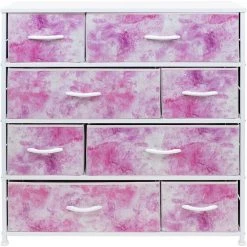 11.5 in. L x 34 in. W x 36 in. H 8-Drawer Tie Dye Pink Dresser Steel Frame Wood Top Easy Pull Fabric Bins by Sorbus -Sorbus Sales Store tie dye pink sorbus kids dressers drw 8d tid2 fa 1000
