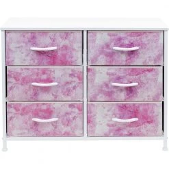 11.75 in. L x 31.5 in. W x 24.62 in. H 6-Drawer Tie dye Pink Dresser Steel Frame Wood Top Easy Pull Fabric Bins by Sorbus -Sorbus Sales Store tie dye pink sorbus kids dressers drw cu6 tid2 fa 1000
