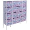 11.75 in. L x 46.5 in. W x 48.7 in. H 12-Drawer Tie Dye Purple Dresser Steel Frame Wood Top Easy Pull Fabric Bins by Sorbus -Sorbus Sales Store tie dye purple sorbus kids dressers drw 12d tid3 64 1000