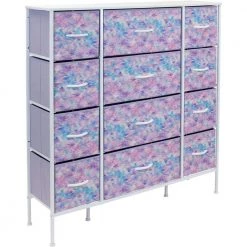 11.75 in. L x 46.5 in. W x 48.7 in. H 12-Drawer Tie Dye Purple Dresser Steel Frame Wood Top Easy Pull Fabric Bins by Sorbus