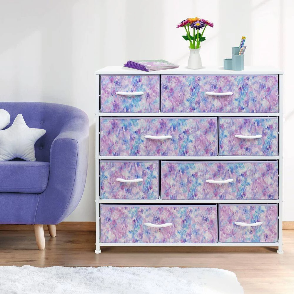 11.5 in. L x 34 in. W x 36 in. H 8-Drawer Tie Dye Purple Dresser Steel Frame Wood Top Easy Pull Fabric Bins by Sorbus 12 11.5 in. L x 34 in. W x 36 in. H 8-Drawer Tie Dye Purple Dresser Steel Frame Wood Top Easy Pull Fabric Bins by Sorbus - Image 10