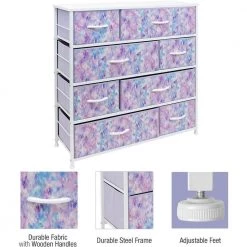 11.5 in. L x 34 in. W x 36 in. H 8-Drawer Tie Dye Purple Dresser Steel Frame Wood Top Easy Pull Fabric Bins by Sorbus 18 11.5 in. L x 34 in. W x 36 in. H 8-Drawer Tie Dye Purple Dresser Steel Frame Wood Top Easy Pull Fabric Bins by Sorbus -Sorbus Sales Store tie dye purple sorbus kids dressers drw 8d tid3 44 1000