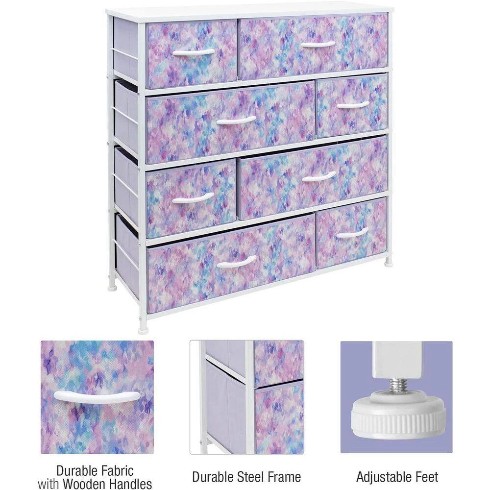 11.5 in. L x 34 in. W x 36 in. H 8-Drawer Tie Dye Purple Dresser Steel Frame Wood Top Easy Pull Fabric Bins by Sorbus 9 11.5 in. L x 34 in. W x 36 in. H 8-Drawer Tie Dye Purple Dresser Steel Frame Wood Top Easy Pull Fabric Bins by Sorbus - Image 7