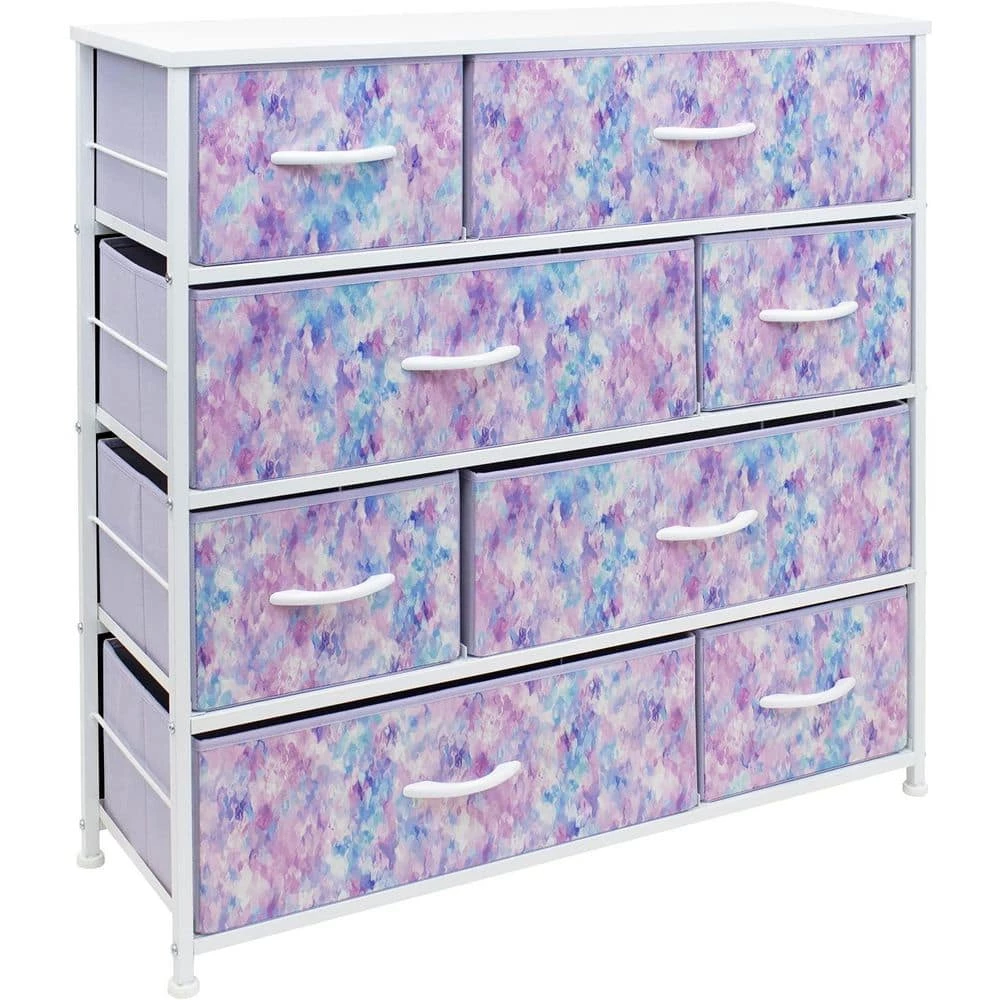 11.5 in. L x 34 in. W x 36 in. H 8-Drawer Tie Dye Purple Dresser Steel Frame Wood Top Easy Pull Fabric Bins by Sorbus 3 11.5 in. L x 34 in. W x 36 in. H 8-Drawer Tie Dye Purple Dresser Steel Frame Wood Top Easy Pull Fabric Bins by Sorbus