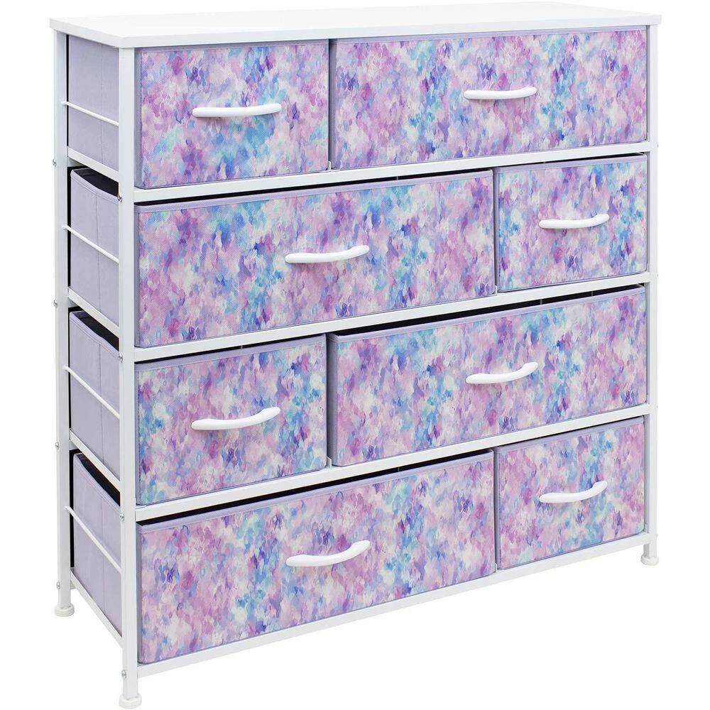 11.5 in. L x 34 in. W x 36 in. H 8-Drawer Tie Dye Purple Dresser Steel Frame Wood Top Easy Pull Fabric Bins by Sorbus 4 11.5 in. L x 34 in. W x 36 in. H 8-Drawer Tie Dye Purple Dresser Steel Frame Wood Top Easy Pull Fabric Bins by Sorbus - Image 2