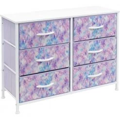 11.75 in. L x 31.5 in. W x 24.62 in. H 6-Drawer Tie dye Purple Dresser Steel Frame Wood Top Easy Pull Fabric Bins by Sorbus