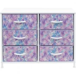 11.75 in. L x 31.5 in. W x 24.62 in. H 6-Drawer Tie dye Purple Dresser Steel Frame Wood Top Easy Pull Fabric Bins by Sorbus -Sorbus Sales Store tie dye purple sorbus kids dressers drw cu6 tid3 fa 1000