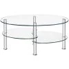 35 in. D* 20 in. W * 18 in. H Oval Tempered glass Coffee Table with Shelves, Transparent by ANGELES HOME -Sorbus Sales Store transparent angeles home coffee tables sa66 9hw281tr 64 1000
