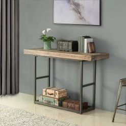 Stuart 54 in. Weathered Brown Standard Rectangle Metal Console Table by FirsTime & Co.