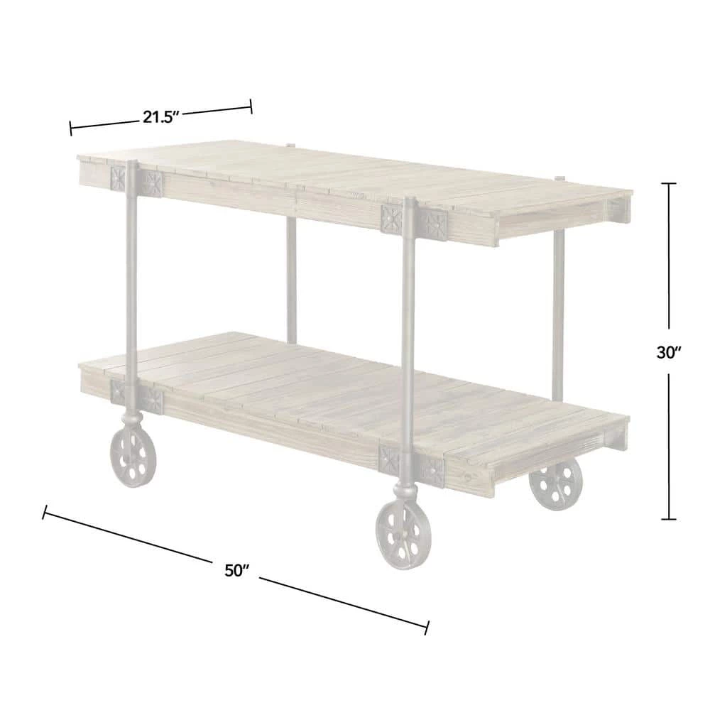 Oxford 50 in. Weathered Brown Standard Rectangle Wood Console Table with Wheels by FirsTime & Co. 4 Oxford 50 in. Weathered Brown Standard Rectangle Wood Console Table with Wheels by FirsTime & Co. - Image 4