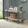 Oxford 50 in. Weathered Brown Standard Rectangle Wood Console Table with Wheels by FirsTime & Co.