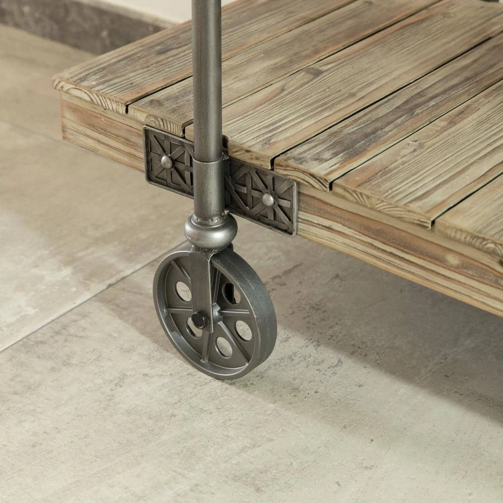 Oxford 50 in. Weathered Brown Standard Rectangle Wood Console Table with Wheels by FirsTime & Co. 3 Oxford 50 in. Weathered Brown Standard Rectangle Wood Console Table with Wheels by FirsTime & Co. - Image 3