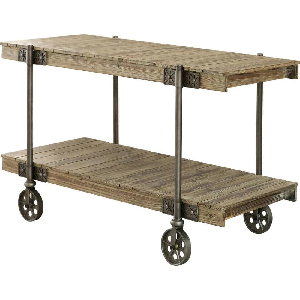 Oxford 50 in. Weathered Brown Standard Rectangle Wood Console Table with Wheels by FirsTime & Co. 2 Oxford 50 in. Weathered Brown Standard Rectangle Wood Console Table with Wheels by FirsTime & Co. - Image 2