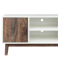 42.91 in. White and Espresso Modern TV Stand Console with Cable Management Hole and Storage Cabinet by ANGELES HOME -Sorbus Sales Store white and espresso angeles home tv stands myf37245r 44 1000