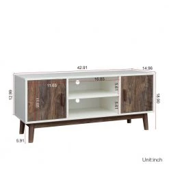 42.91 in. White and Espresso Modern TV Stand Console with Cable Management Hole and Storage Cabinet by ANGELES HOME -Sorbus Sales Store white and espresso angeles home tv stands myf37245r 76 1000
