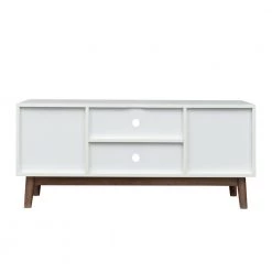 42.91 in. White and Espresso Modern TV Stand Console with Cable Management Hole and Storage Cabinet by ANGELES HOME -Sorbus Sales Store white and espresso angeles home tv stands myf37245r c3 1000