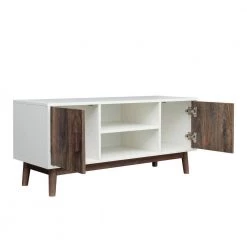 42.91 in. White and Espresso Modern TV Stand Console with Cable Management Hole and Storage Cabinet by ANGELES HOME -Sorbus Sales Store white and espresso angeles home tv stands myf37245r fa 1000