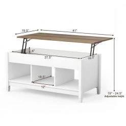 41 in. L White Rectangle Wood Lift Top Coffee Table with Hidden Storage Compartment by ANGELES HOME -Sorbus Sales Store white angeles home coffee tables 8ck 65hw716wh 44 1000