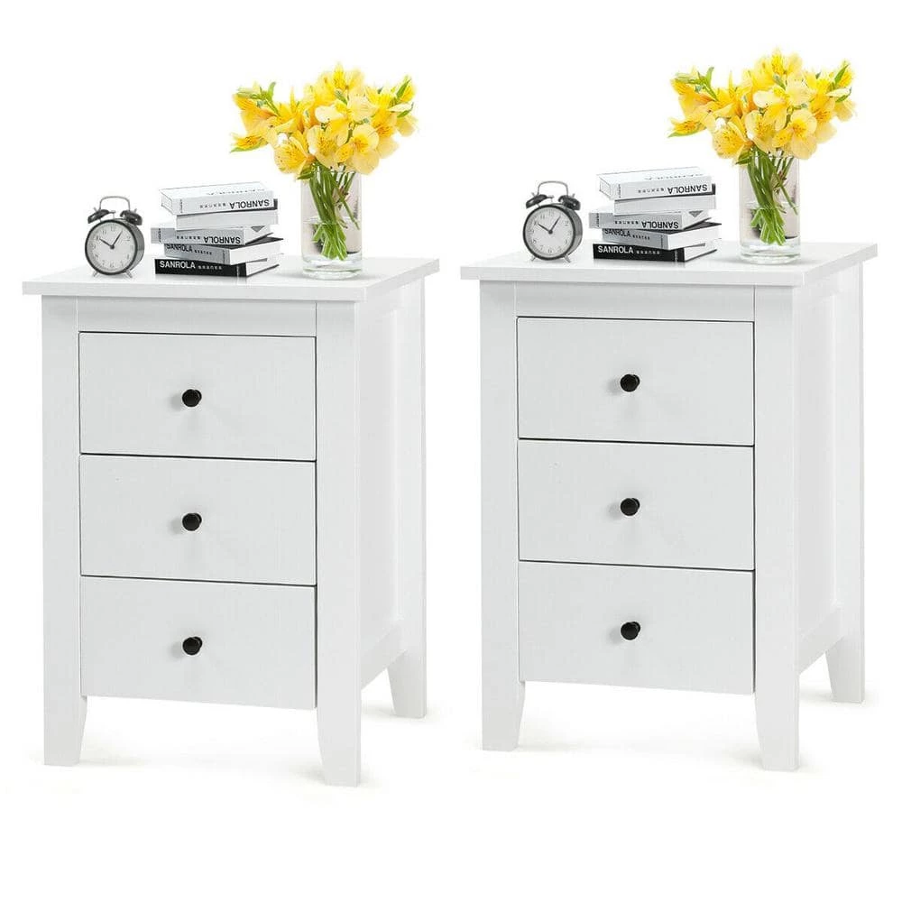 14.5 in. White 26 in. Rectangular Chipboard and MDF End Table with Drawers 2 Pieces by ANGELES HOME 3 14.5 in. White 26 in. Rectangular Chipboard and MDF End Table with Drawers 2 Pieces by ANGELES HOME
