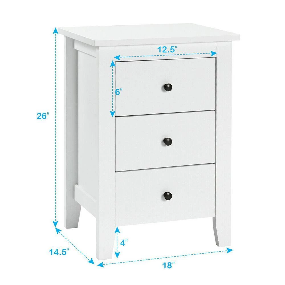 14.5 in. White 26 in. Rectangular Chipboard and MDF End Table with Drawers 2 Pieces by ANGELES HOME 9 14.5 in. White 26 in. Rectangular Chipboard and MDF End Table with Drawers 2 Pieces by ANGELES HOME - Image 7