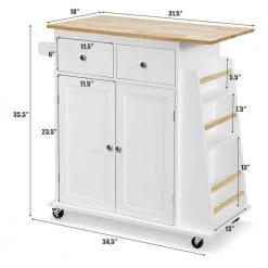 31 1/2 in. W Small Rolling Kitchen Cart Island with Wood Countertop, Kitchen Cart Trolley on Wheels, White by ANGELES HOME -Sorbus Sales Store white angeles home kitchen carts m65 8hw692wh c3 1000